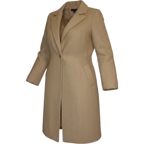 Apt. 9 Jackets & Blazers - Apt. 9 Women XXL Tan Herringbone Single Breasted Overcoat Jacket Tan